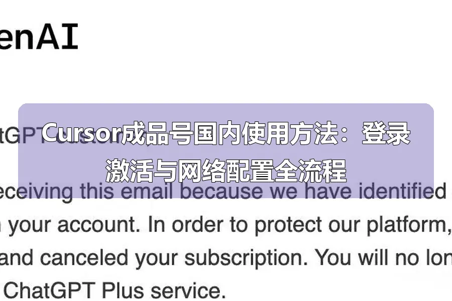 Cursor成品号国内使用方法:登录激活与网络配置全流程